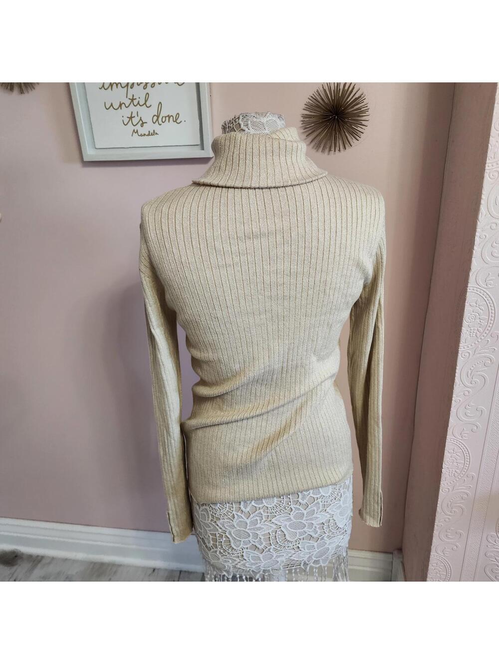 LKNW J Mclauglin XL gold metallic turtleneck sweater Arlette Turtleneck - Picture 5 of 8
